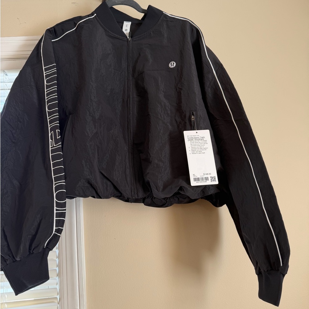 lululemon athletica Black Bomber Jacket with White Accents